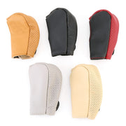 Universal Nonslip Breathable Genuine Leather Car Gear Shift Knob Cover(Black)