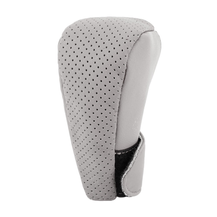 Universal Nonslip Breathable Genuine Leather Car Gear Shift Knob Cover(Grey)