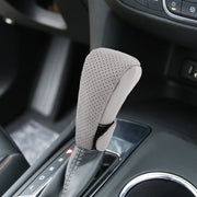 Universal Nonslip Breathable Genuine Leather Car Gear Shift Knob Cover(Grey)
