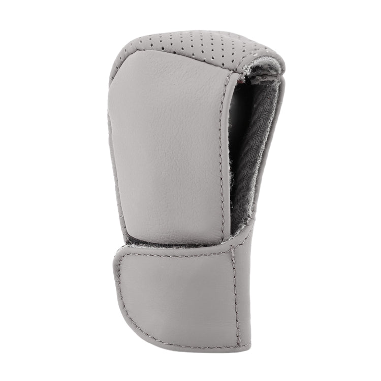 Universal Nonslip Breathable Genuine Leather Car Gear Shift Knob Cover(Grey)