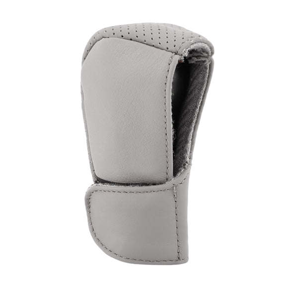 Universal Nonslip Breathable Genuine Leather Car Gear Shift Knob Cover(Grey)