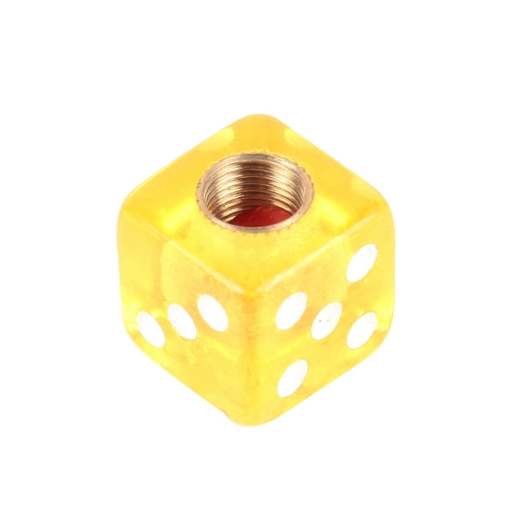 4 PCS Plastic Plated Dice Shape Universal Tire Valve Stem Cap(Yellow)