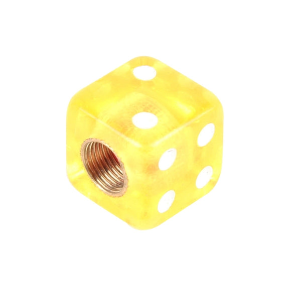 4 PCS Plastic Plated Dice Shape Universal Tire Valve Stem Cap(Yellow)