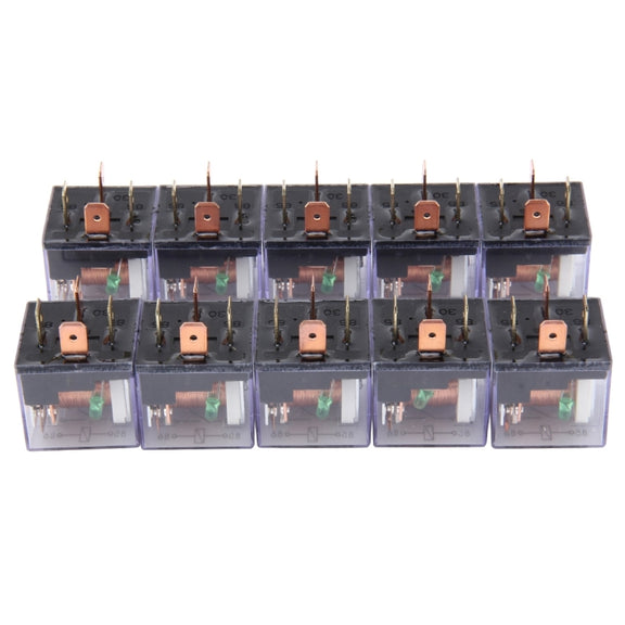 10 PCS JD-1912 80 AMP 12V Water-resistant Car Auto Four Plugs Relay with Warning Light