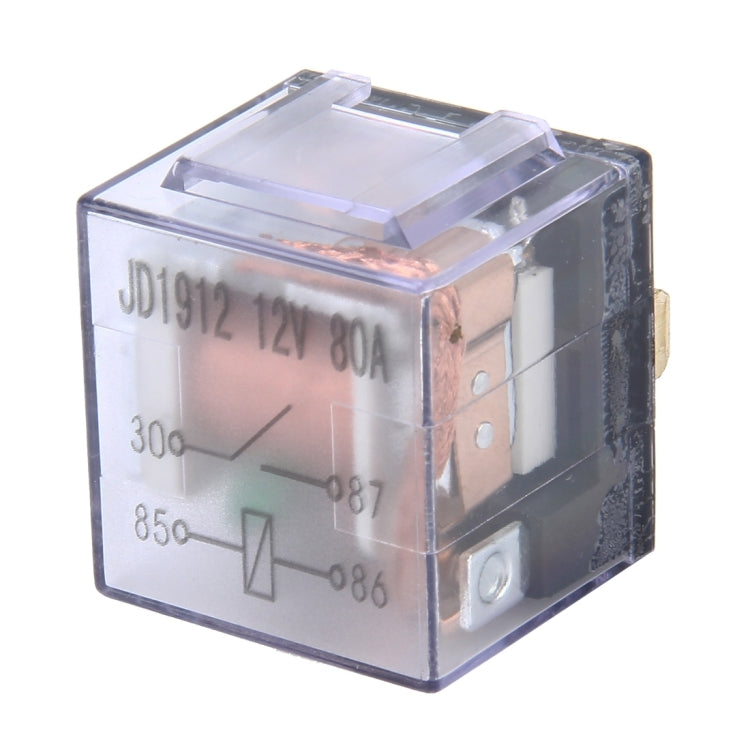 10 PCS JD-1912 80 AMP 12V Water-resistant Car Auto Four Plugs Relay with Warning Light