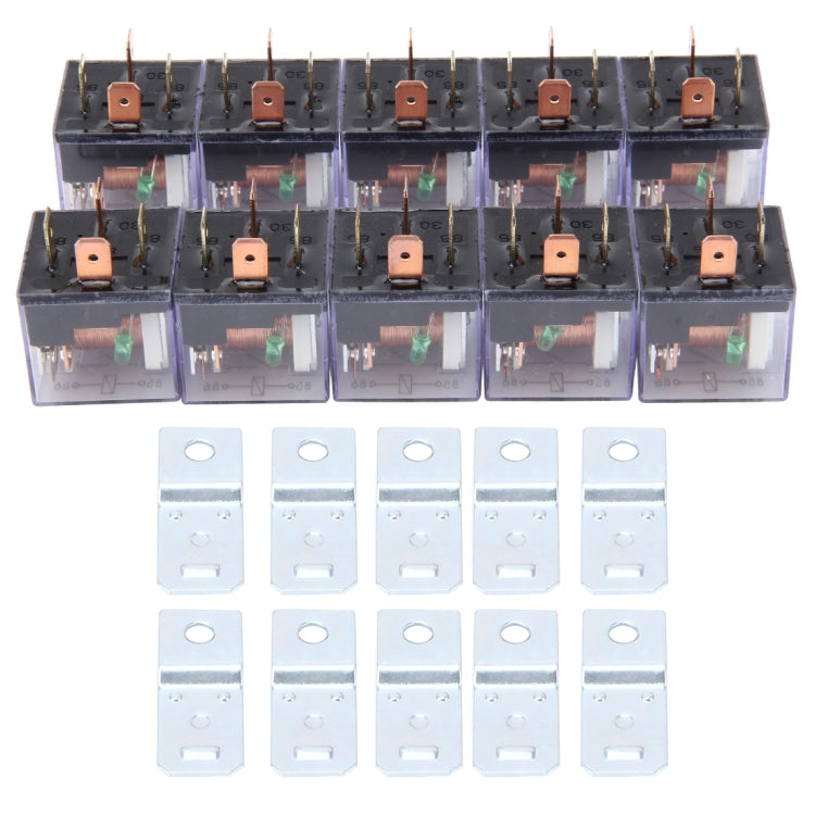 10 PCS JD-1912 80 AMP 12V Water-resistant Car Auto Four Plugs Relay with Warning Light