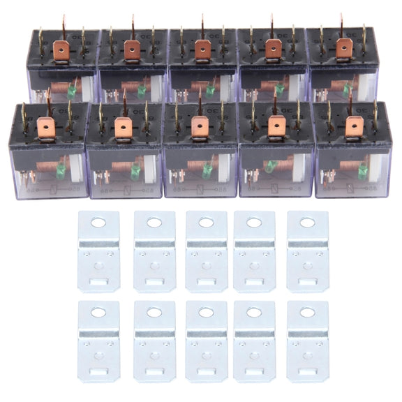 10 PCS JD-1912 80 AMP 12V Water-resistant Car Auto Four Plugs Relay with Warning Light