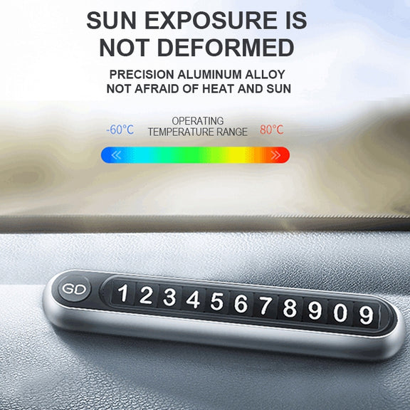 Hidden Number Metal Car Temporary Parking Number Plate Parking Card (Silver)