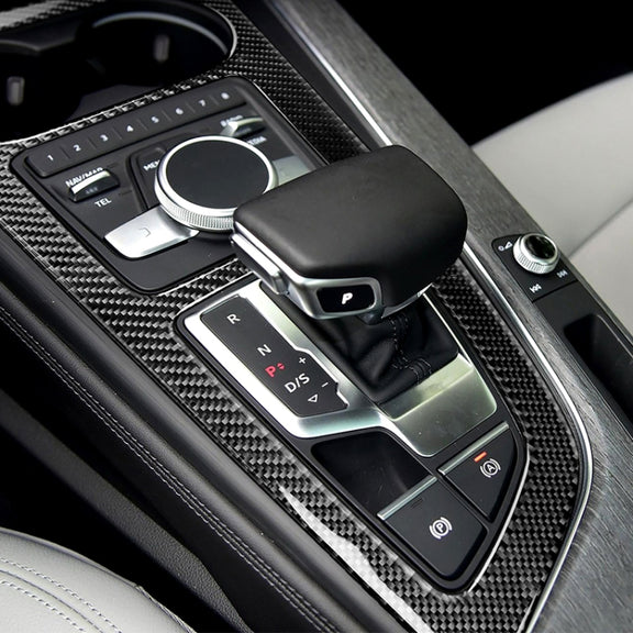 Car Carbon Fiber Gear Position Panel Decorative Sticker for Audi 2017-2018 A4L / 2017-2018 A5 / 2016-2017 A4 B9, Left Drive