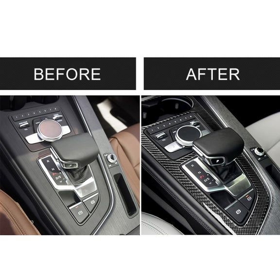 Car Carbon Fiber Gear Position Panel Decorative Sticker for Audi 2017-2018 A4L / 2017-2018 A5 / 2016-2017 A4 B9, Left Drive