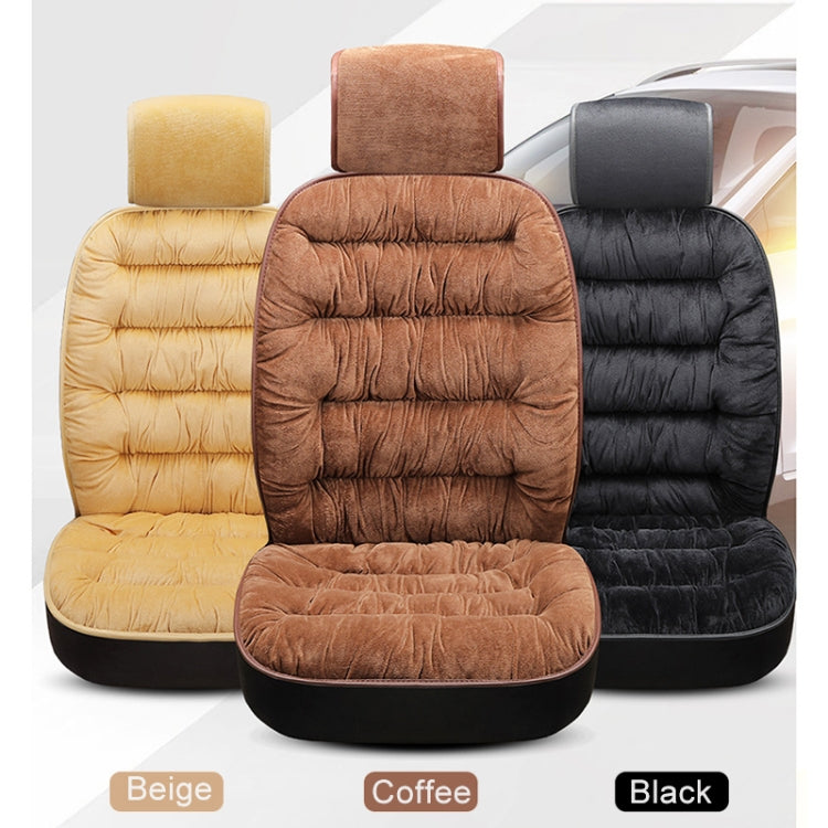 Car Thick Plush Seat Cushion Warmer Cover Winter Seat Mat (Coffee)