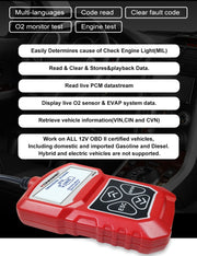 KONNWEI KW309 V309 V310 MS309 Code Reader OBD2 Scanner Diagnostic Tool(Red)