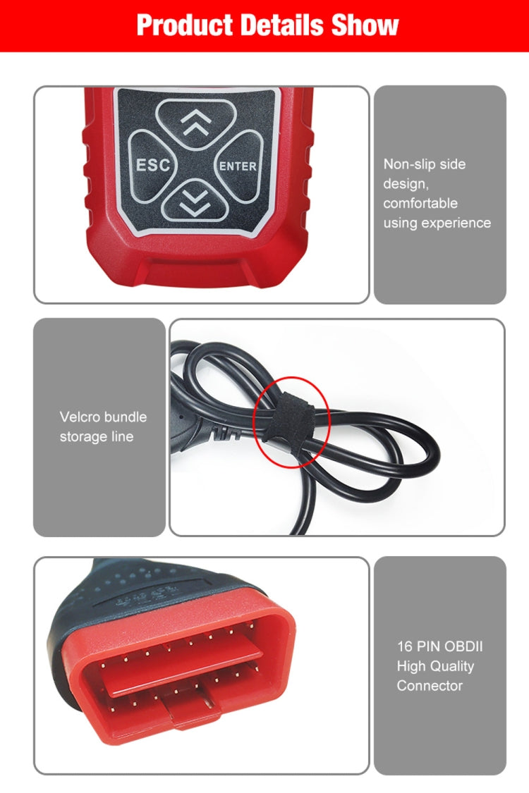 KONNWEI KW309 V309 V310 MS309 Code Reader OBD2 Scanner Diagnostic Tool(Red)