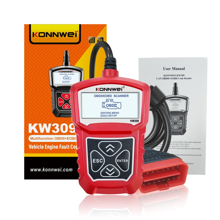KONNWEI KW309 V309 V310 MS309 Code Reader OBD2 Scanner Diagnostic Tool(Red)