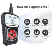 KONNWEI KW310 OBD Car Fault Detector Code Reader ELM327 OBD2 Scanner Diagnostic Tool(Black)