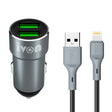 IVON CC38 2.4A Dual USB Car Charger + 1m USB to 8 Pin Fast Charge Data Cable Set - Car Charger by IVON | Online Shopping South Africa | PMC TechLife | Buy Now Pay Later Mobicred