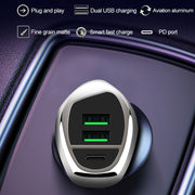 WLX-K1 QC3.0 Dual USB + Type-C Triple Car Charger (Gold)
