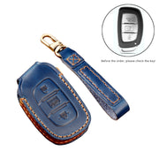Hallmo Car Cowhide Leather Key Protective Cover Key Case for Hyundai IX35 A Style(Brown)