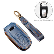 Hallmo Car Cowhide Leather Key Protective Cover Key Case for Audi A6L / A8L / A4 / A7 / A5 B Style(Black)