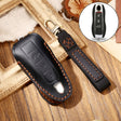 Hallmo Car Cowhide Leather Key Protective Cover Key Case for Porsche Macan 718 2021 A Style(Black) - Car Key Cases by Hallmo | Online Shopping South Africa | PMC TechLife | Buy Now Pay Later Mobicred