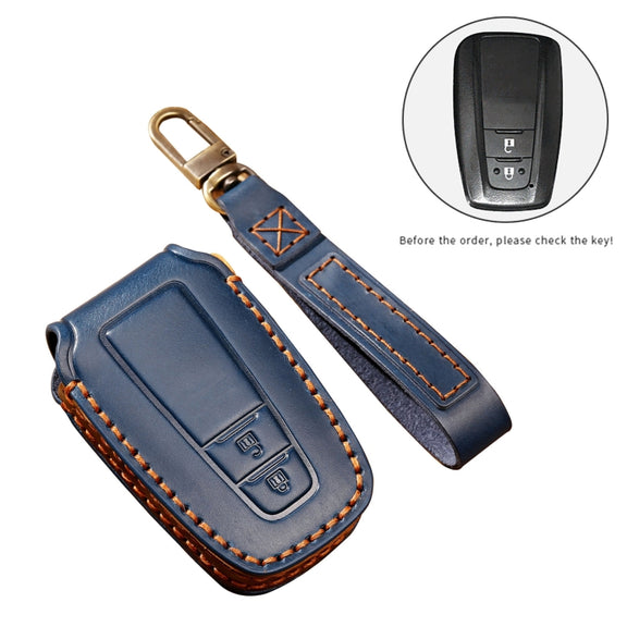 Hallmo Car Cowhide Leather Key Protective Cover Key Case for Toyota Corolla 2018 2-button(Black)