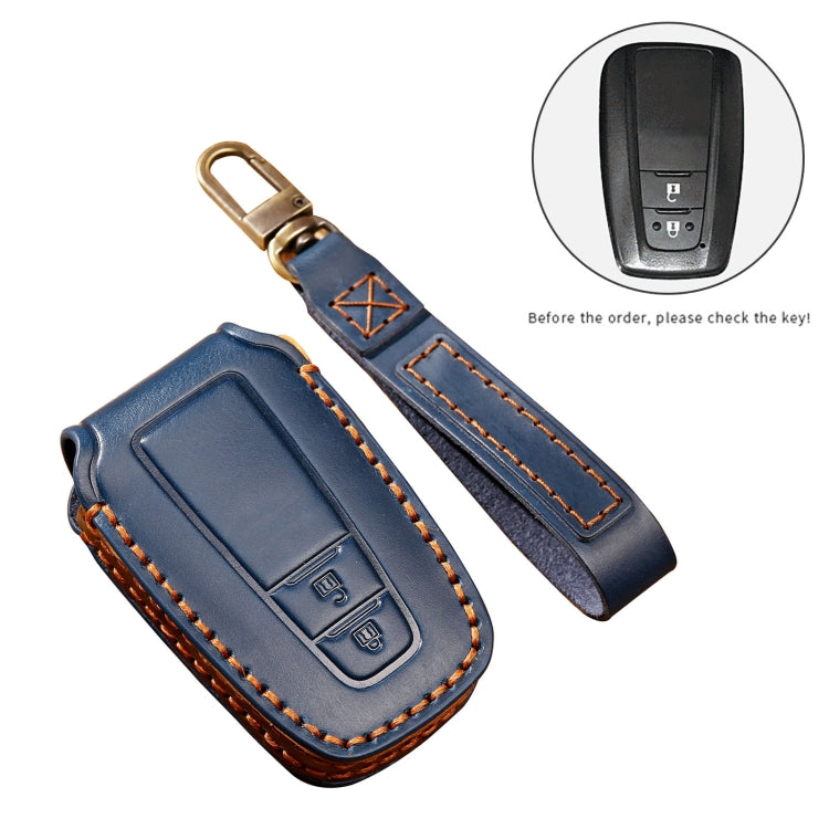 Hallmo Car Cowhide Leather Key Protective Cover Key Case for Toyota Corolla 2018 2-button(Black)