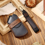 Hallmo Car Cowhide Leather Key Protective Cover Key Case for Volkswagen Golf 8(Black)
