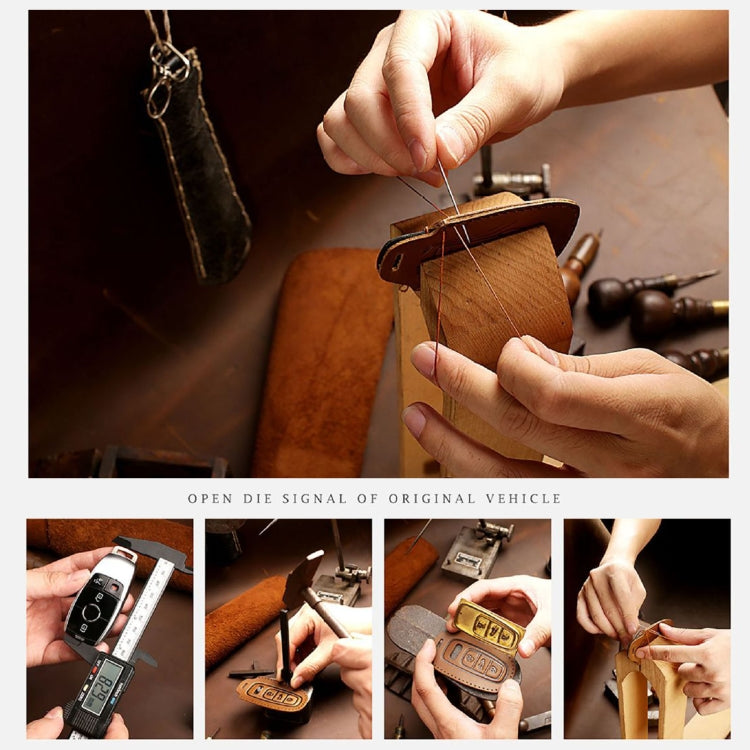 Hallmo Car Cowhide Leather Key Protective Cover Key Case for Volkswagen Golf 8(Blue)