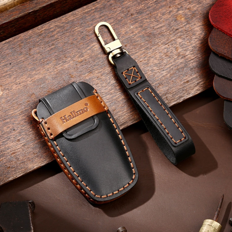 Hallmo Car Cowhide Leather Key Protective Cover Key Case for Haval H6(Black)