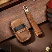 Hallmo Car Cowhide Leather Key Protective Cover Key Case for Subaru Forester(Brown)