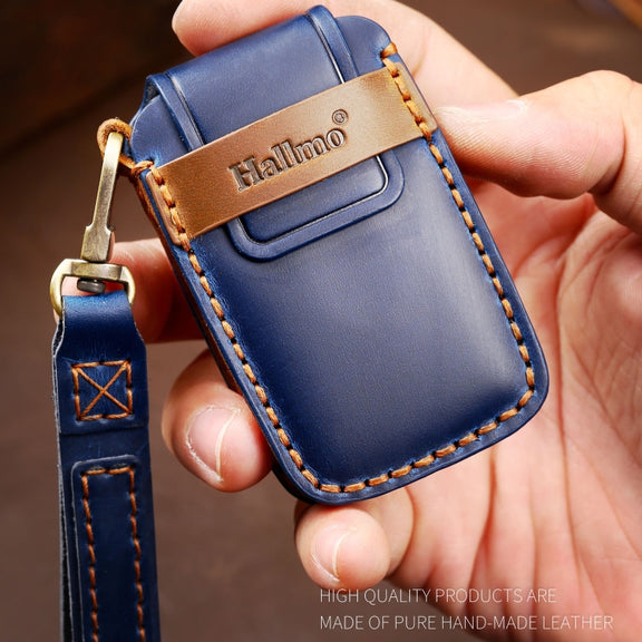Hallmo Car Cowhide Leather Key Protective Cover Key Case for Land Rover Discovery 5 A Style(Brown)