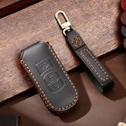 Hallmo Car Cowhide Leather Key Protective Cover Key Case for Mazda Axela 3-button(Black)