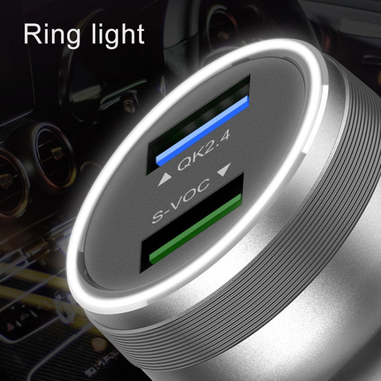 Dual USB 66W Car Flash Charger for OPPO / Huawei (Silver)