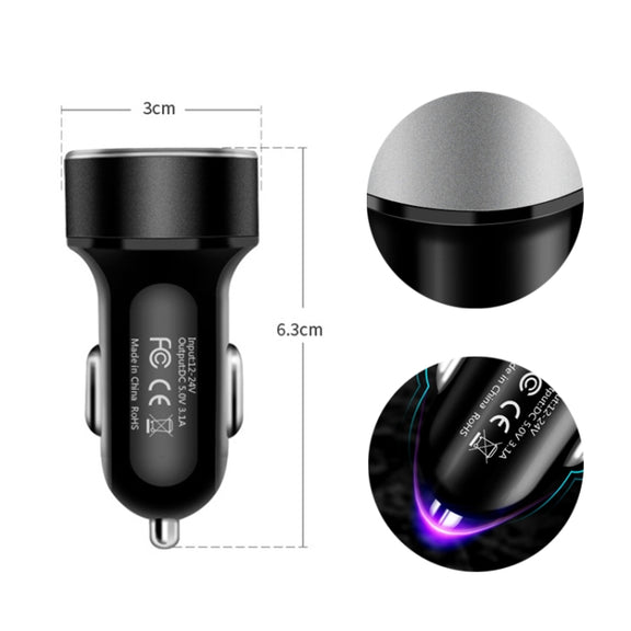 JMG-C016A 5 PCS 5V 3.1A Car Dual USB Charger with LED Display(Red)