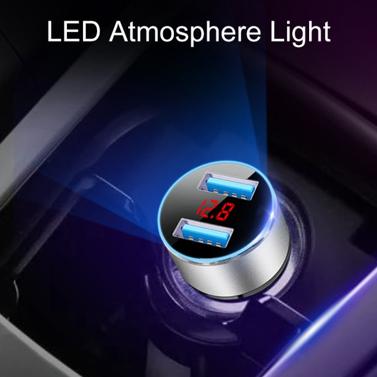 JMG-C016A 5 PCS 5V 3.1A Car Dual USB Charger with LED Display(Gold)