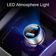 JMG-C016A 5 PCS 5V 3.1A Car Dual USB Charger with LED Display(Gold)