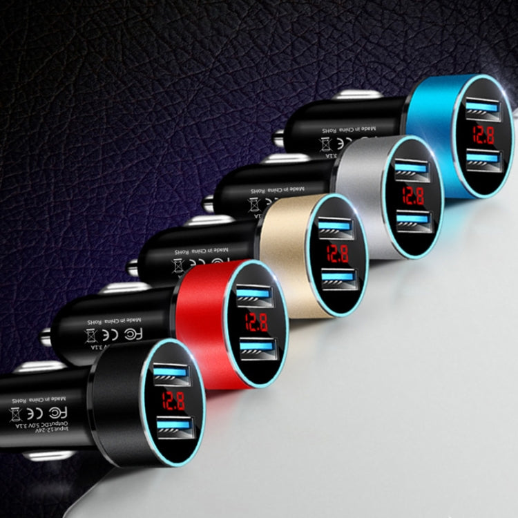 JMG-C016A 5 PCS 5V 3.1A Car Dual USB Charger with LED Display(Black)