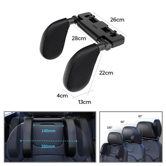 A05 Adjustable Car Auto U-shaped Memory Foam Neck Rest Cushion Seat Pillow with Hook & Mobile Phone Holder (Black)