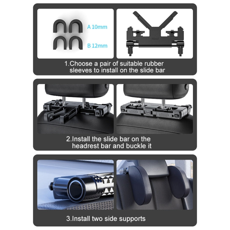 A05 Adjustable Car Auto U-shaped Memory Foam Neck Rest Cushion Seat Pillow with Hook & Mobile Phone Holder (Black)