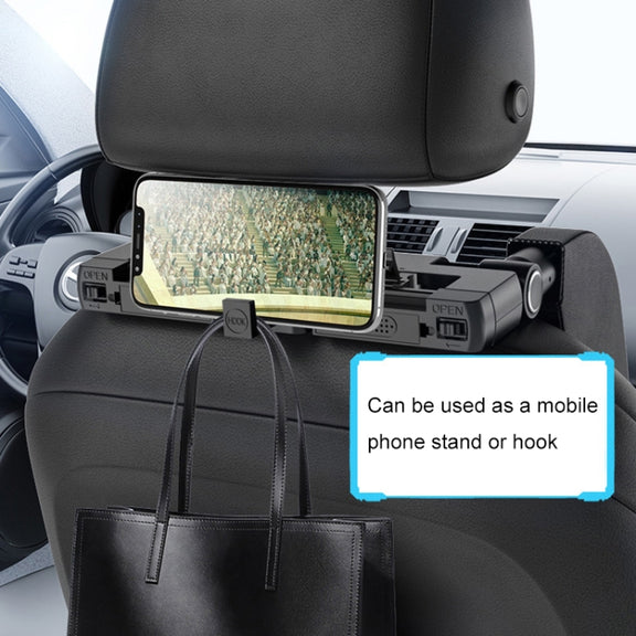 A05 Adjustable Car Auto U-shaped Memory Foam Neck Rest Cushion Seat Pillow with Hook & Mobile Phone Holder (Black)