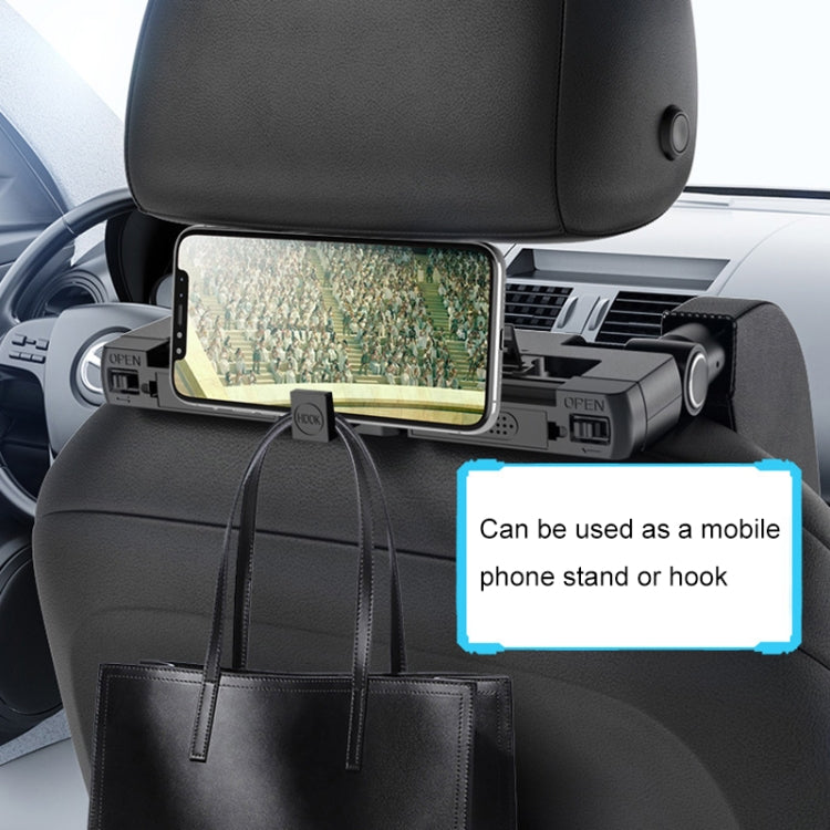 A05 Adjustable Car Auto U-shaped Memory Foam Neck Rest Cushion Seat Pillow with Hook & Mobile Phone Holder (Brown)
