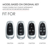 Hallmo Car Cowhide Leather Key Protective Cover Key Case for Hyundai 6-button(Brown)