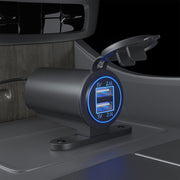 ZH-526I1 Car / Motorcycle 4.2A Dual USB Port Car Charger(Blue Light)