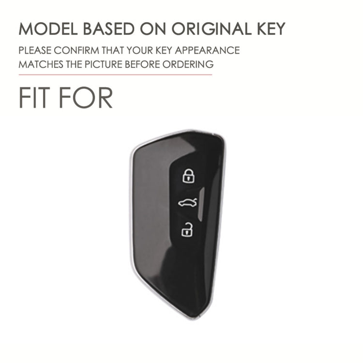 Hallmo Car Cowhide Leather Key Protective Cover for Volkswagen Golf 8(Brown)