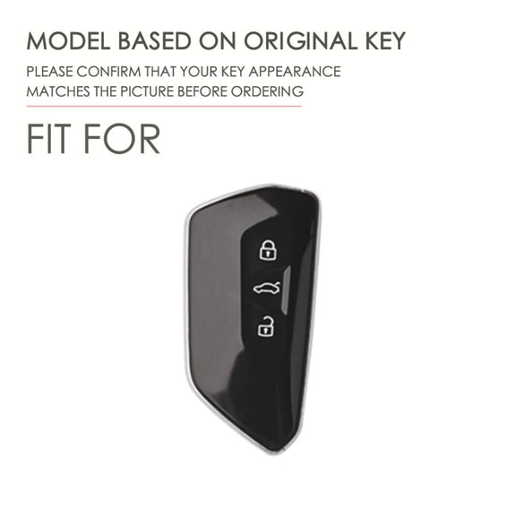 Hallmo Car Cowhide Leather Key Protective Cover for Volkswagen Golf 8(Brown)
