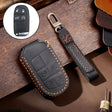 Hallmo Car Genuine Leather Key Protective Cover for Jeep Compass 4-button(Black) - Car Key Cases by Hallmo | Online Shopping South Africa | PMC TechLife | Buy Now Pay Later Mobicred