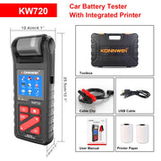 KONNWEI KW720 Car 3.2 inch 6V-24V Lead-acid Battery Tester with Printer