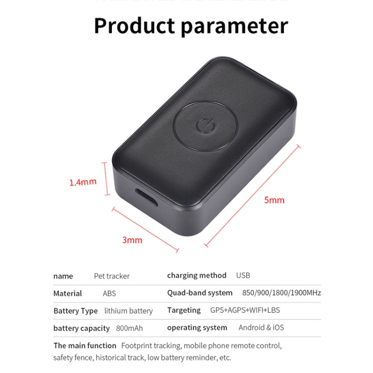 P03 2G Water-resistant Pet GPS Tracker GPS+AGPS+WiFi+LBS Locator
