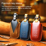 For Toyota Car Cowhide Leather Key Protective Cover Key Case, Three Keys Version (Blue)