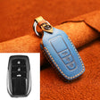 For Toyota Car Cowhide Leather Key Protective Cover Key Case, Three Keys Version (Blue) - Car Key Cases by PMC TechLife | Online Shopping South Africa | PMC TechLife